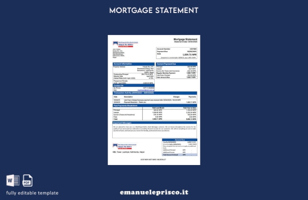 stile verificato Nepal Machhapuchchhre Estratto conto ipotecario bancario Modell